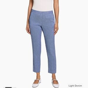 Theory Treeca Slim Crop Mid Rise Straight Leg Linen Blend Pull On Pant Sz 16 New